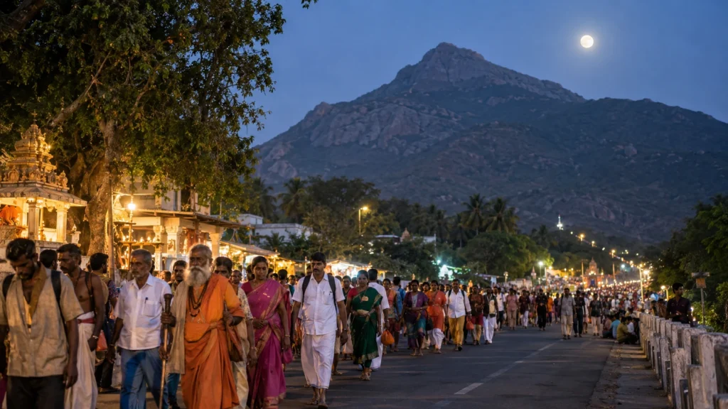 Arunachaleswarar Temple in Tiruvannamalai during a Pournami visit